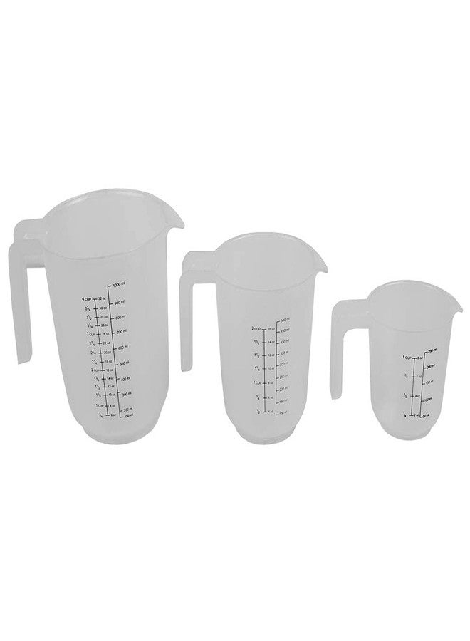 Home Basics Precise Pour 3 Piece Plastic Measuring Set with Short Easy Grip, BPA Free Nesting Stackable, Spout & Clear Handles, 1, 2, 4 Cups - Image 1