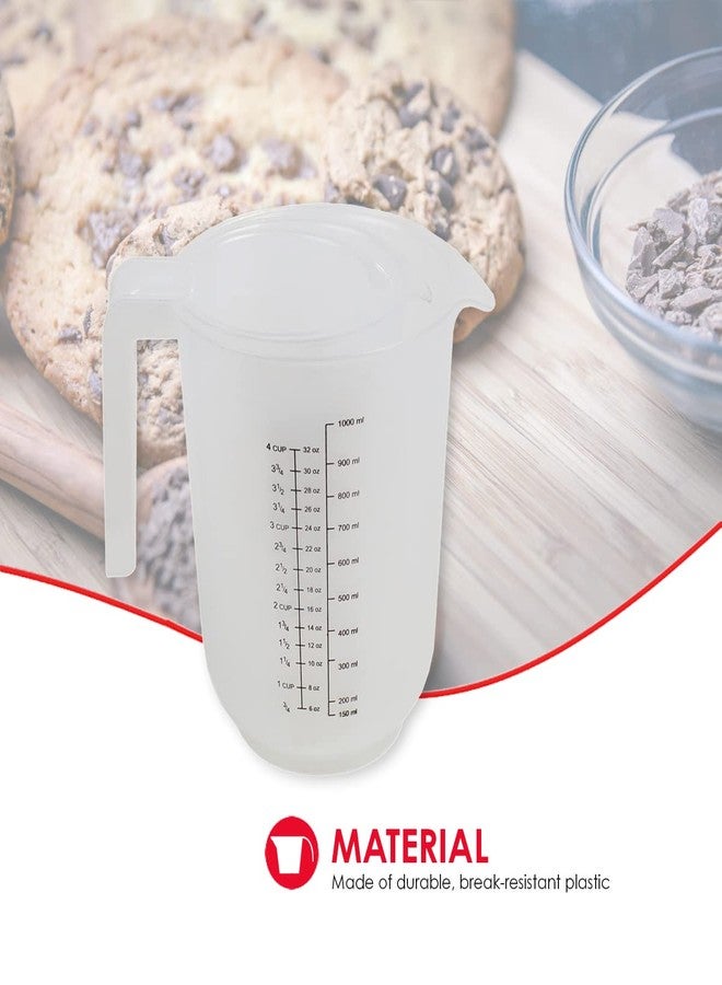 Home Basics Precise Pour 3 Piece Plastic Measuring Set with Short Easy Grip, BPA Free Nesting Stackable, Spout & Clear Handles, 1, 2, 4 Cups - Image 5