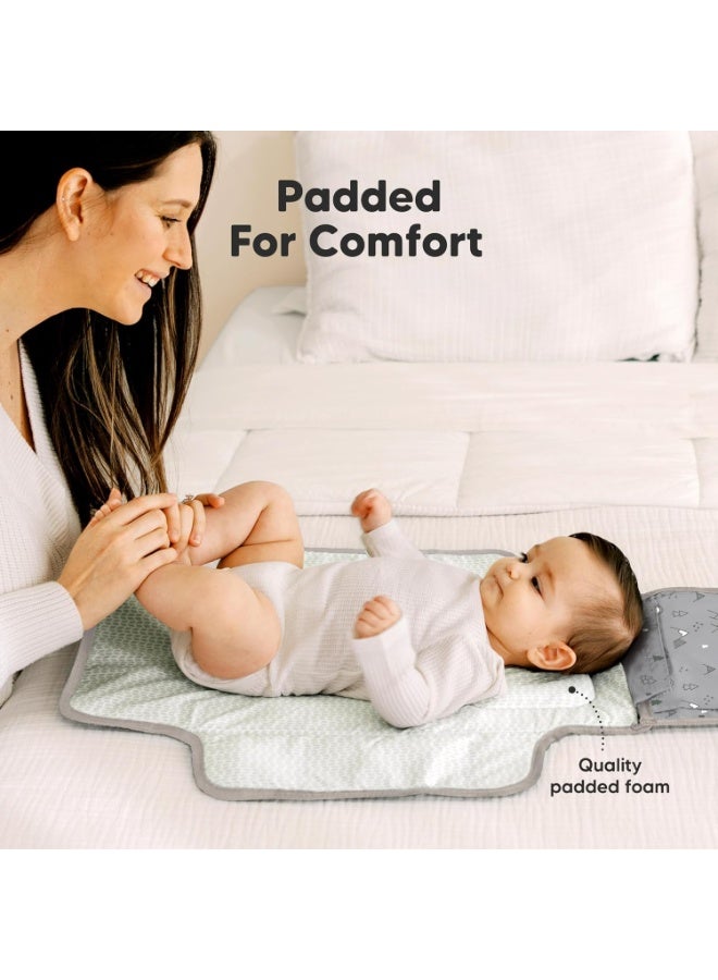 KeaBabies Portable Diaper Changing Pad - Large Waterproof Baby Changing Mat, Compact Travel Diaper Clutch, Functional Pockets Fit Newborn Essentials, Wipeable & Padded Baby Changer (Woodland) - Image 5