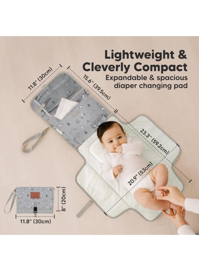 KeaBabies Portable Diaper Changing Pad - Large Waterproof Baby Changing Mat, Compact Travel Diaper Clutch, Functional Pockets Fit Newborn Essentials, Wipeable & Padded Baby Changer (Woodland) - Image 2