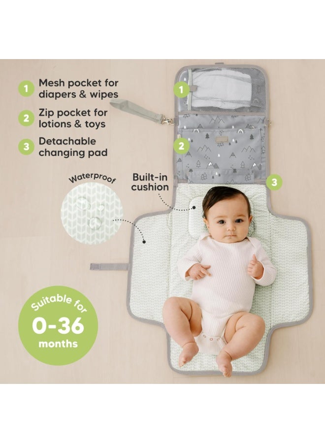KeaBabies Portable Diaper Changing Pad - Large Waterproof Baby Changing Mat, Compact Travel Diaper Clutch, Functional Pockets Fit Newborn Essentials, Wipeable & Padded Baby Changer (Woodland) - Image 3
