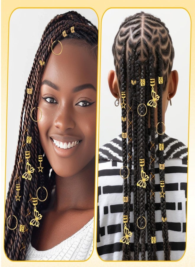 TARINI Gold Hair Jewelry, Hair Charms, Hair Rings, 48PCS Gold Hair Accessories Set, Adjustable Hair Cuffs for Braids Loc Dreadlocks, Hair Jewelry Decorations for Men Women - Image 5