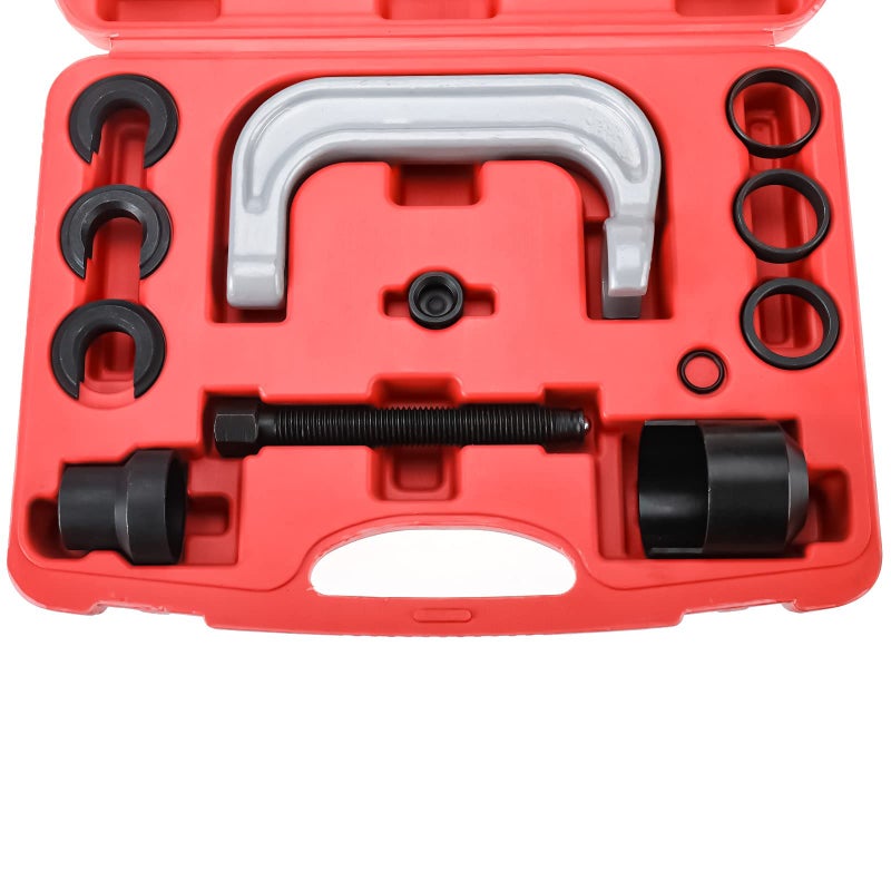 BTSHUB 13Pcs Upper Control Arm Bushing Removal Tool Repair Kit Fit for Ford GM Chrysler Forged C Frame Service Tool Set