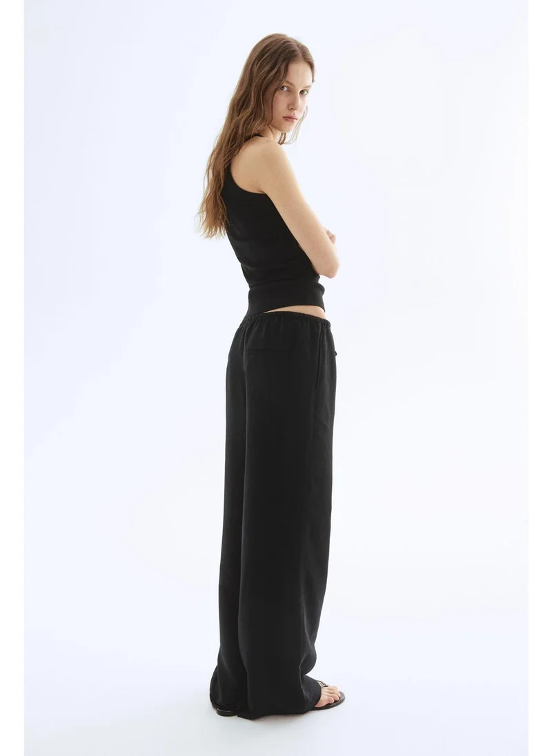 اتش اند ام Straight linen-blend trousers