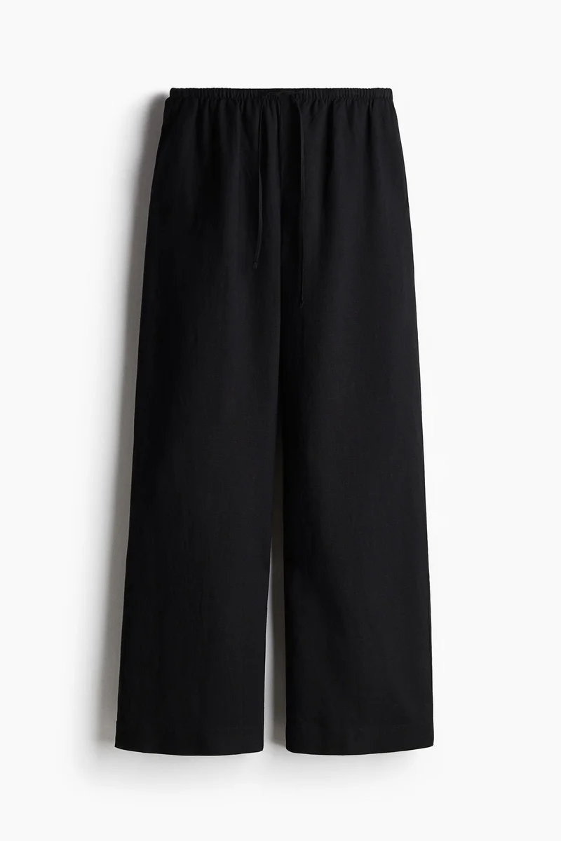 H&M Straight linen-blend trousers