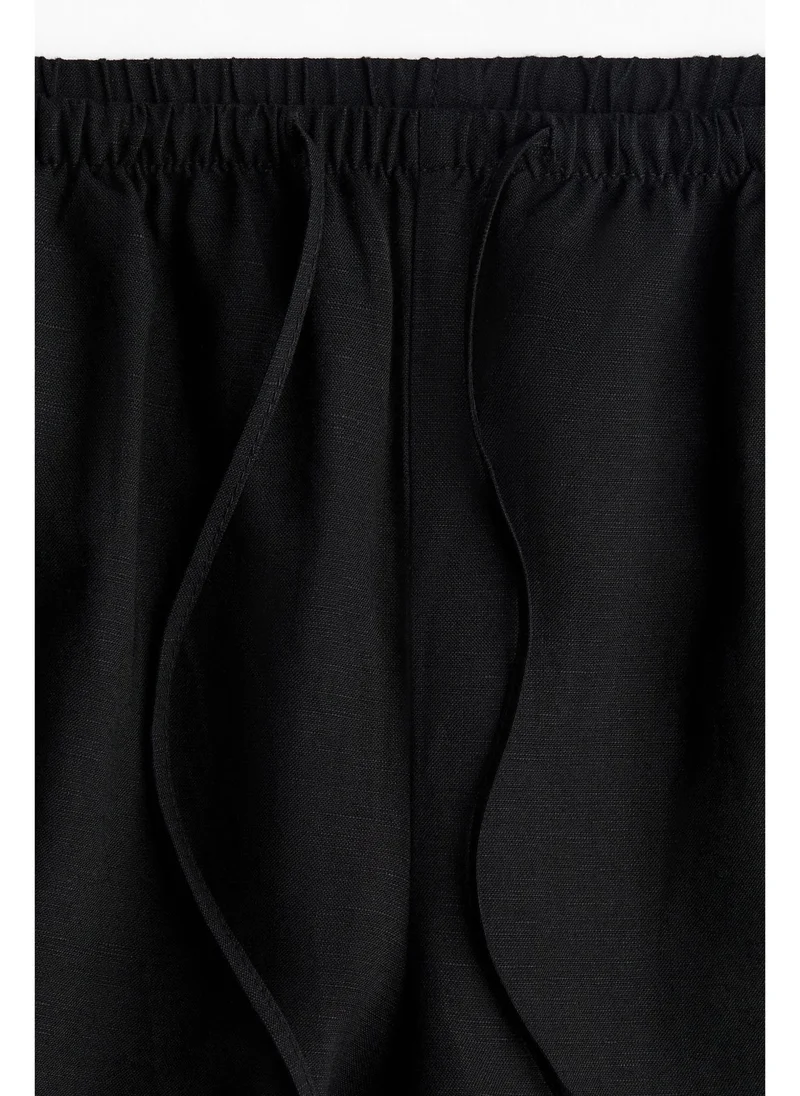 H&M Straight linen-blend trousers