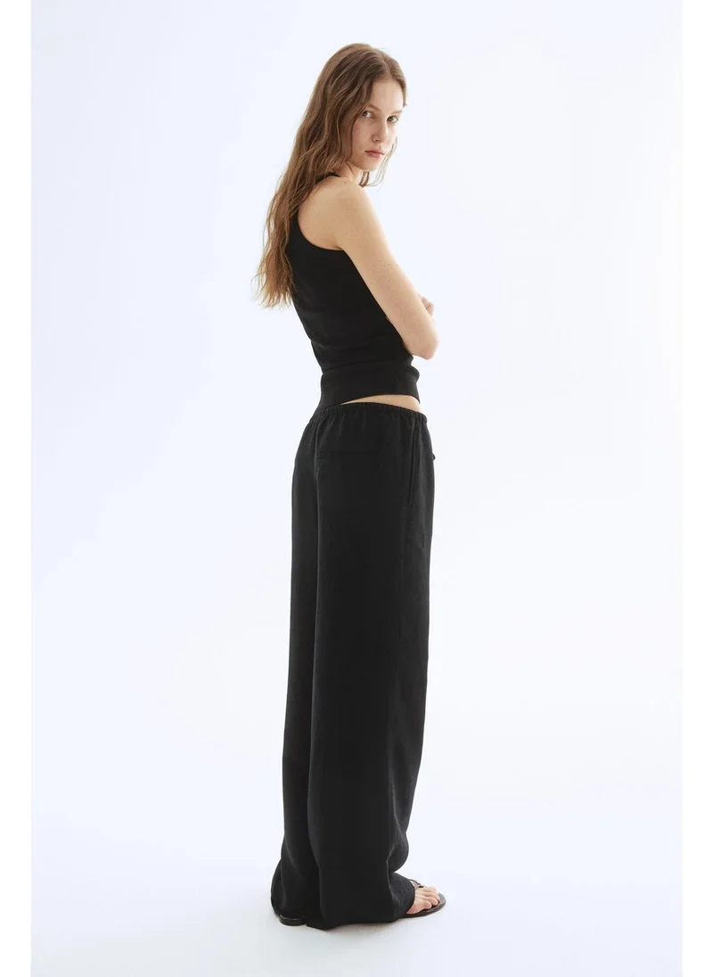 H&M Straight linen-blend trousers