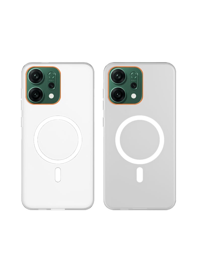 Wtech Oppo Reno14 5G 2025 Hybrid Translucent Magsafe with Magnetic Charging Raised Camera Lips Elegant Look Case Cover (MCMPMN) - White - Image 2