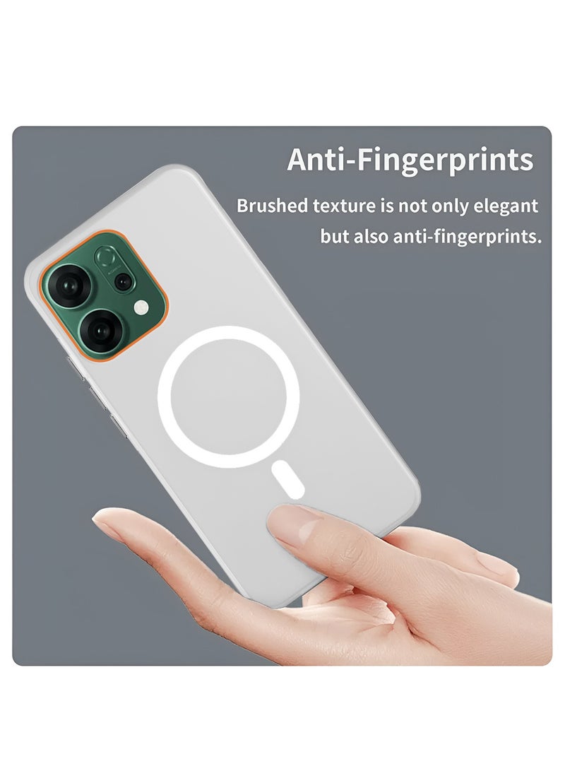 Wtech Oppo Reno14 5G 2025 Hybrid Translucent Magsafe with Magnetic Charging Raised Camera Lips Elegant Look Case Cover (MCMPMN) - White - Image 4