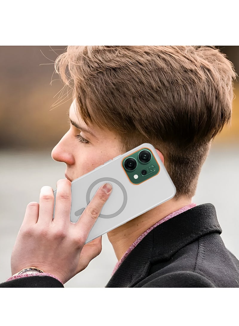 Wtech Oppo Reno14 5G 2025 Hybrid Translucent Magsafe with Magnetic Charging Raised Camera Lips Elegant Look Case Cover (MCMPMN) - White - Image 5