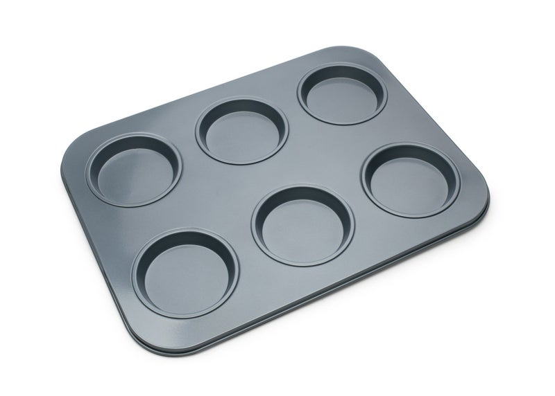 Fox Run NonStick Baking Pan 6 Cup Large Muffin Top Metallic
