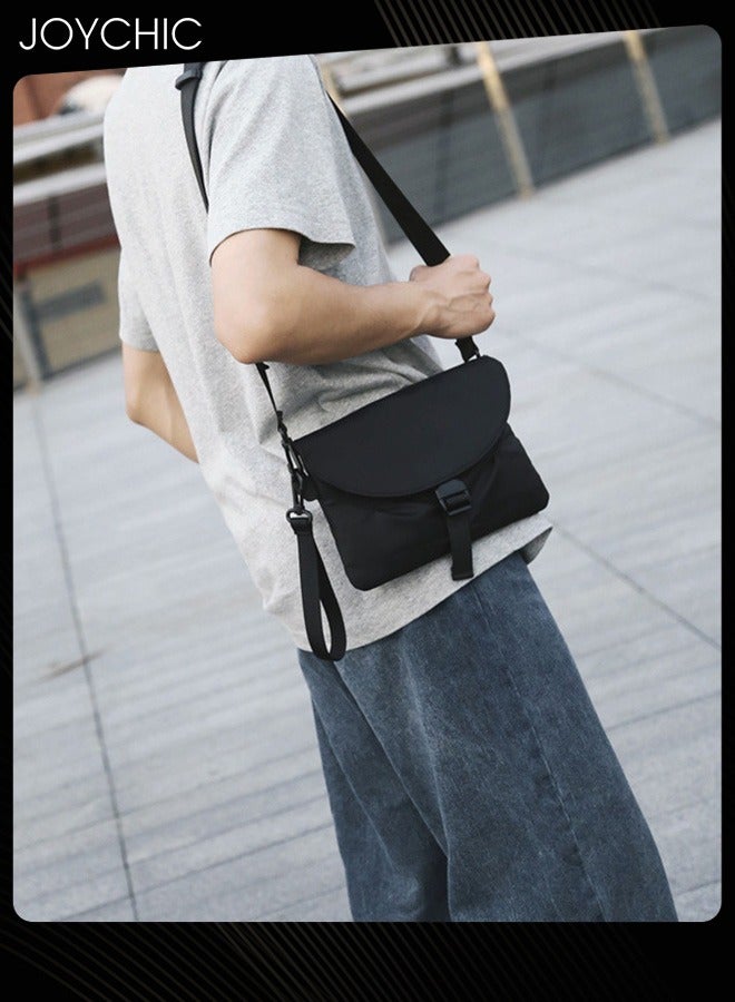 Joychic حقيبة كتف رجالية متعددة الاستخدامات بأسلوب ياباني - حقيبة صغيرة للأولاد - حقيبة عابرة للماء - حقيبة صدر للرحلات الخارجية والمغامرات الرياضية والسفر - سوداء - Image 2