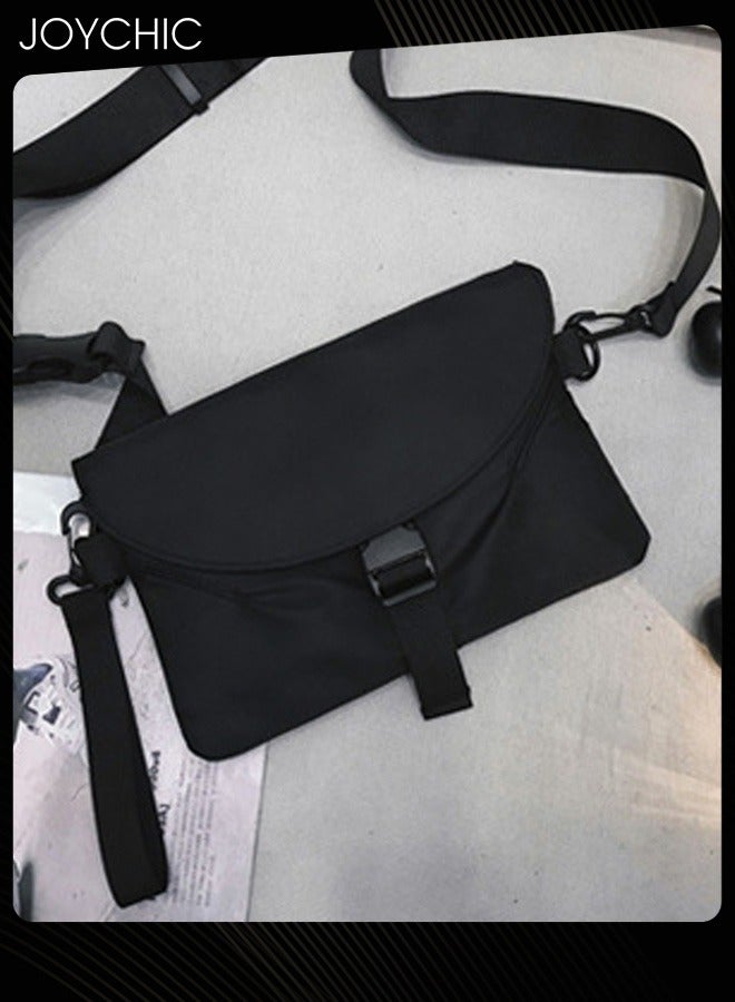Joychic حقيبة كتف رجالية متعددة الاستخدامات بأسلوب ياباني - حقيبة صغيرة للأولاد - حقيبة عابرة للماء - حقيبة صدر للرحلات الخارجية والمغامرات الرياضية والسفر - سوداء - Image 3