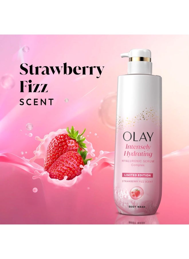 Olay Body Wash for Women, Intensely Hydrating, Pro-Hyaluronic Acid Serum Complex, Renews Moisture, Vitamin B3 Lameller Technology, For All Skin Types, Strawberry Summer Fizz Scent 591ml - Image 2