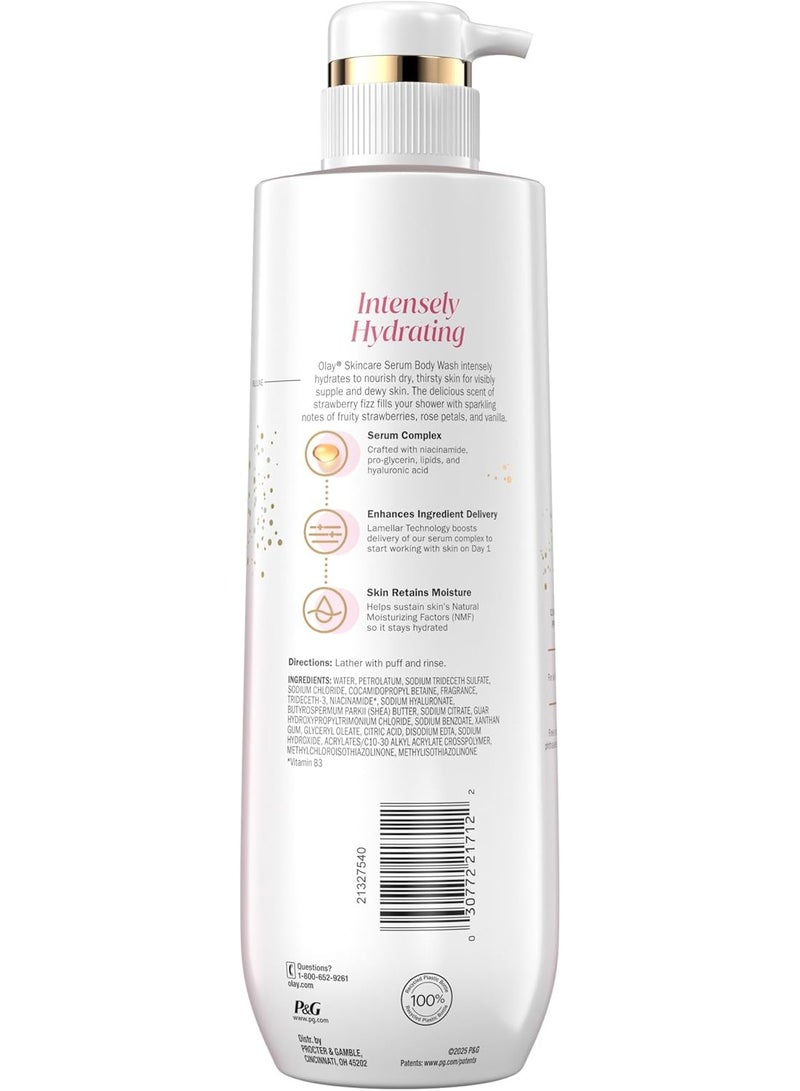 Olay Body Wash for Women, Intensely Hydrating, Pro-Hyaluronic Acid Serum Complex, Renews Moisture, Vitamin B3 Lameller Technology, For All Skin Types, Strawberry Summer Fizz Scent 591ml - Image 5
