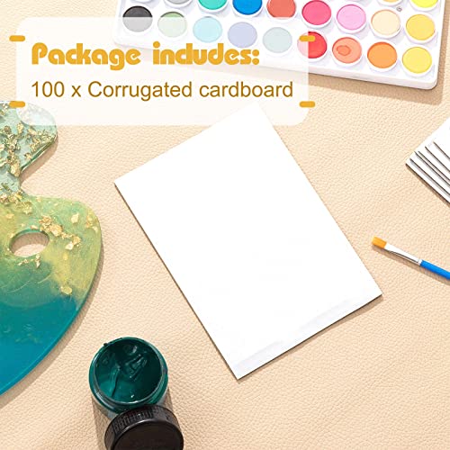 Henoyso 100 Pcs 5x7 Inch White Corrugated Cardboard Sheets - 2 mm Flat Cardboard Pads for DIY Crafts, Shipping, Mailing, Packaging, Picture Frames, Posters - Image 3