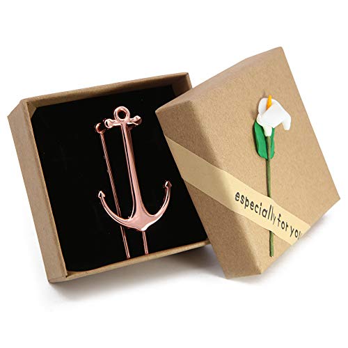 Apol Exquisite Rose Gold Anchor Bookmarks Metal Bookmark Book Page Holder with Gift Box for School Office Students Teachers Graduation Christmas Birthday Gifts - Image 4