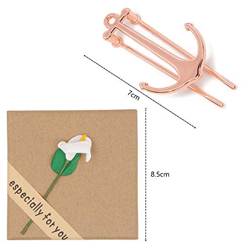 Apol Exquisite Rose Gold Anchor Bookmarks Metal Bookmark Book Page Holder with Gift Box for School Office Students Teachers Graduation Christmas Birthday Gifts - Image 3