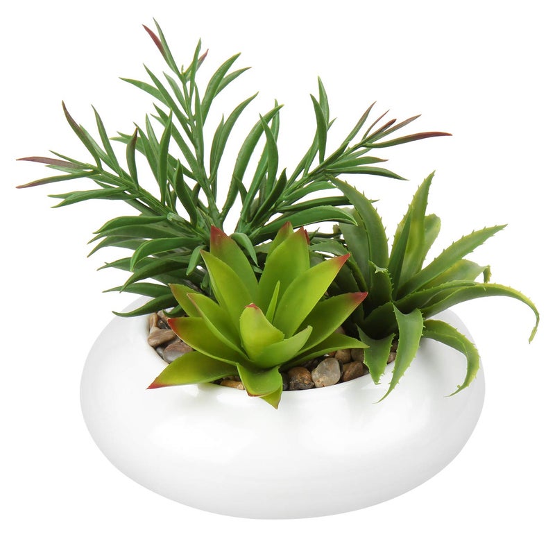 Briful Artificial Succulent Plants Fake Plants in Round Ceramic Pot Faux Potted Plant Fake Succulents Arrangement Artificial Plants Indoor for Office Desk Decor Decorative Home Accessories