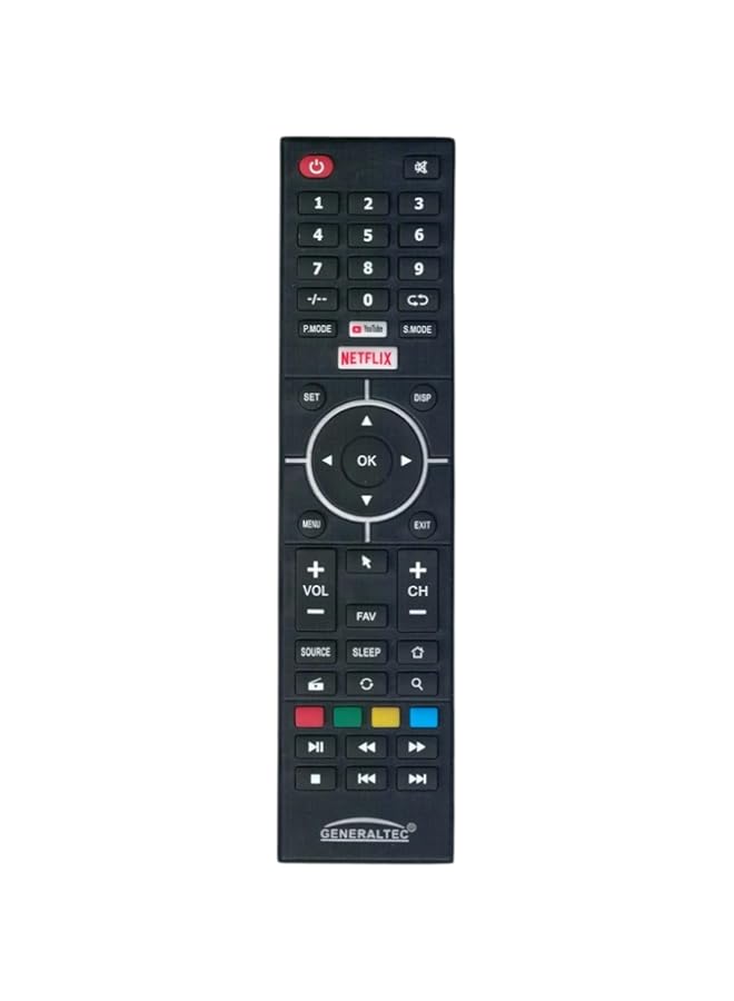 BGM Replacement Remote Control Compatible For Generaltec Smart TV LCD LED with YouTube & Netflix Key Buttons