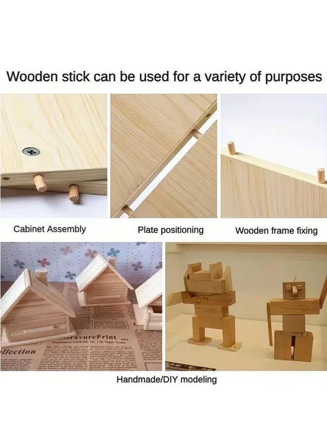 200pcs 6mmx30mm Premium Wooden Pins Polished Round Grooved Rods For Woodworking Drill Guides - Image 4