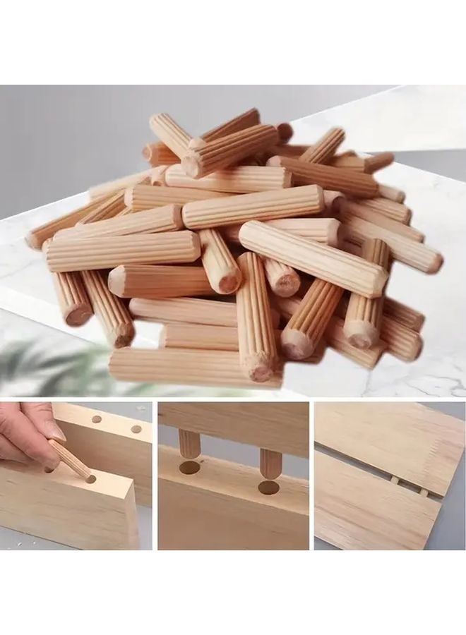 200pcs 6mmx30mm Premium Wooden Pins Polished Round Grooved Rods For Woodworking Drill Guides - Image 2