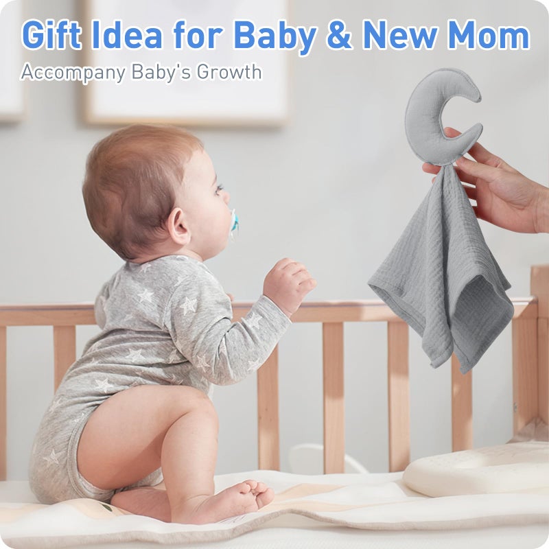 Knirose Premium Soft Muslin Cotton Newborn Baby Loveys Security Blanket Muslin Soft & Breathable, Moon Lovies for Baby New Born Boy Girl Unisex Baby Unique Neutral Presents for Babies Newborn Toddler - Image 2