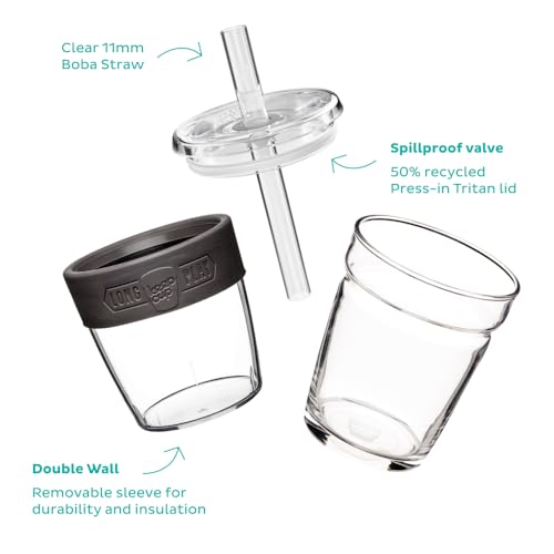 KeepCup Cold Cup - Longplay Double wall Glass Ice Coffee Tumbler with Lid and Straw - 12oz (340ml) - Pashmak - Image 3