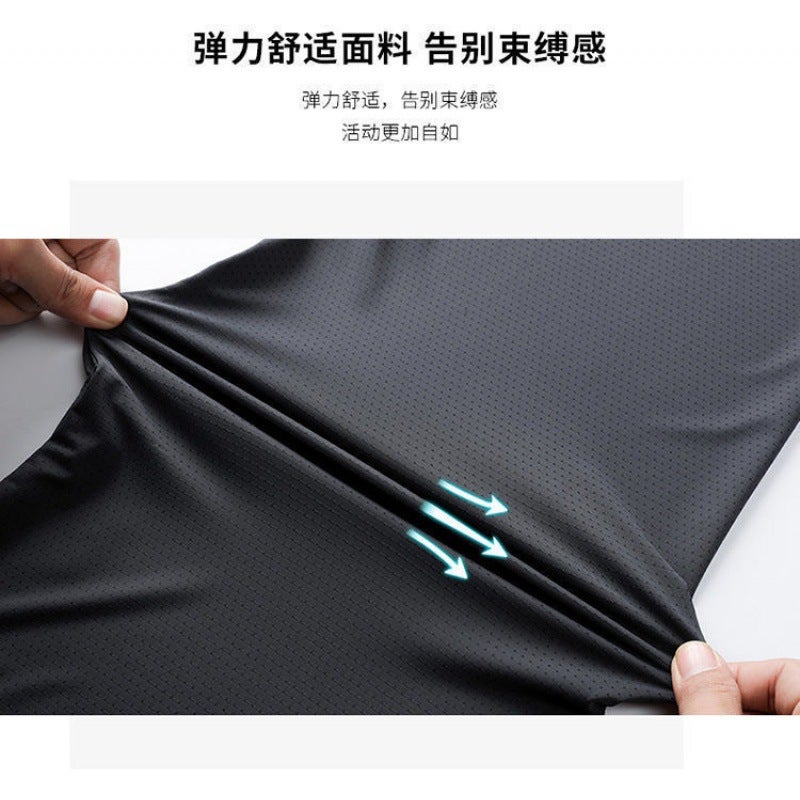Summer Entry Luxury Casual Round Neck Loose Ice Silk Mesh Short Sleeve Quick-Drying Breathable Men'S Sports Ice Cool T-Shirt All-Match - Image 4