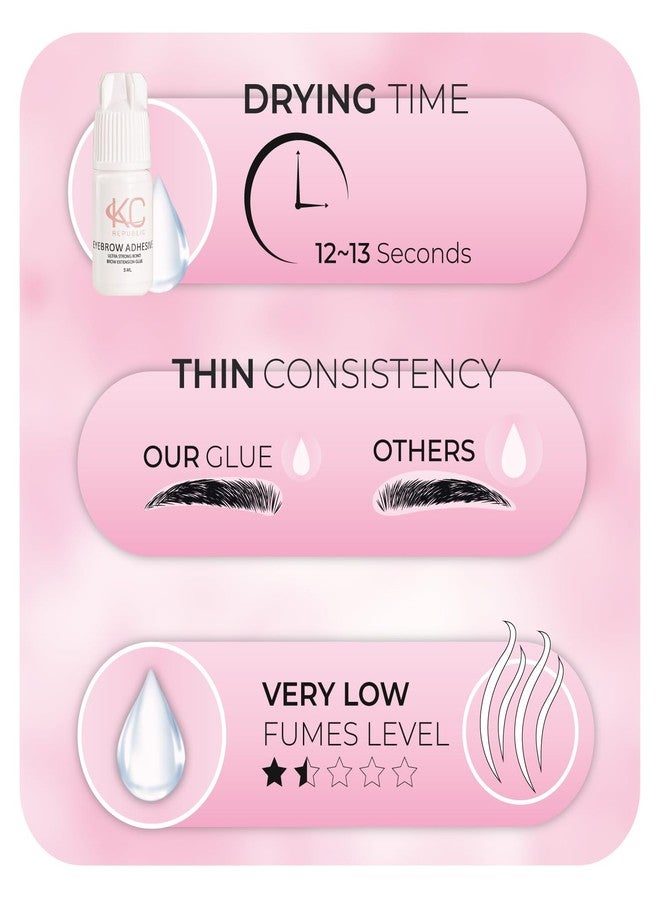 KC Republic Eyebrow Extensions Kit with 1 x Trays of Mink Eyebrows in Dark Brown Comes on Mixed Length Trays 5-8 Mm Mix, Eyebrow Extension Glue Clear & Extension Tweezers (Dark Brown, Pink Tweezer) - Image 4