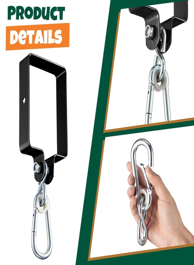 Dunzy 4 Pieces Metal Swing Set Accessories Includes Snap Hooks Brackets Attachments Swing Hanger Kit for Connecting to a 4" x 6" Beam Wooden Sets(Black) - Image 5