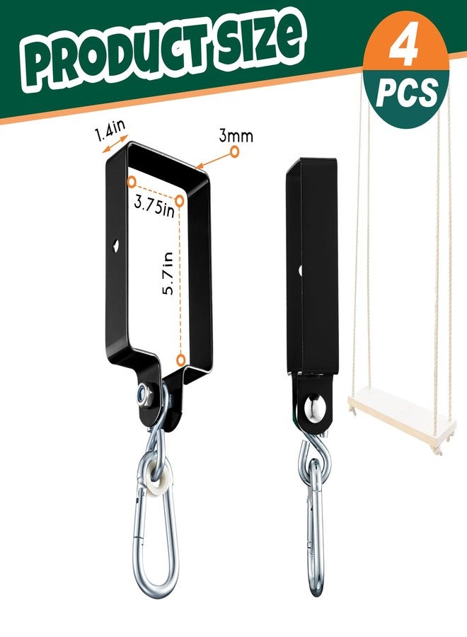 Dunzy 4 Pieces Metal Swing Set Accessories Includes Snap Hooks Brackets Attachments Swing Hanger Kit for Connecting to a 4" x 6" Beam Wooden Sets(Black) - Image 2