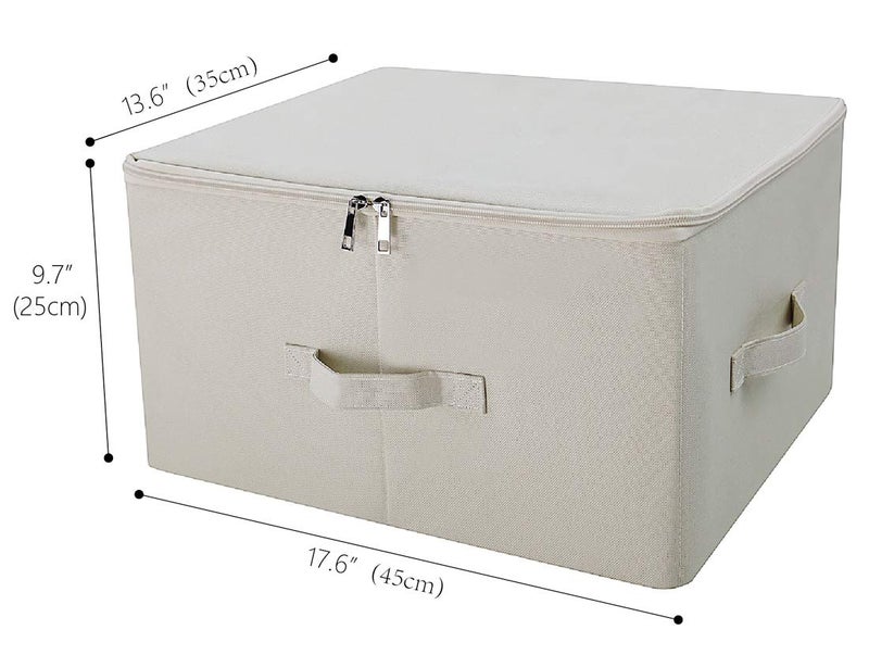 iwill CREATE PRO Collapsible Rigid Storage Bins with Lid, Shelves Clothes Storage Cubes, Tide Up Your Wardrobe, Beige, Set of 2 - Image 2