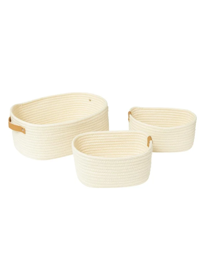 Five Simply Smart 3-Piece Duo Bathroom Basket Ivory and Brown 12 x 25 x 35 cm 204911A