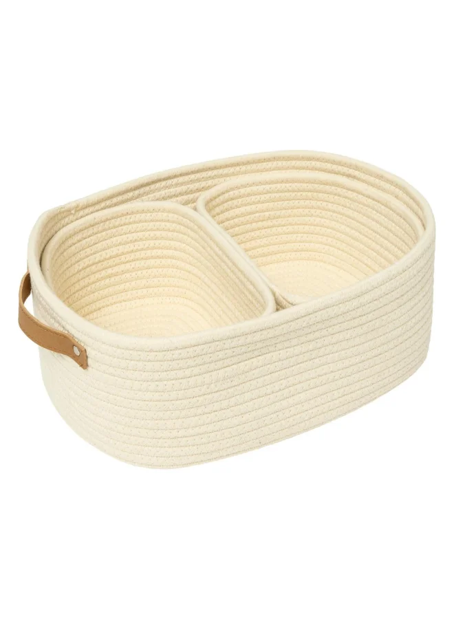Five Simply Smart 3-Piece Duo Bathroom Basket Ivory and Brown 12 x 25 x 35 cm 204911A