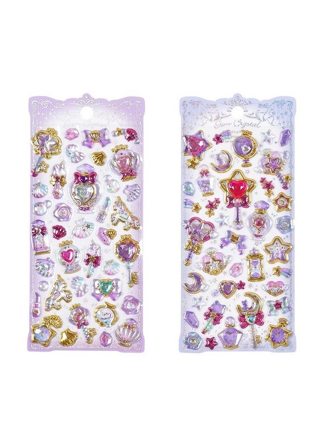 فنبلاست مجموعة ملصقات فن بلاست كاواي - مجموعة من ملصقين من أحجار الكريستال اللامعة للأطفال، ملصقات ثلاثية الأبعاد للبنات، ملصقات جمالية، ملصقات لطيفة، ملصقات كريستال للأطفال - تصميم عشوائي - Image 2