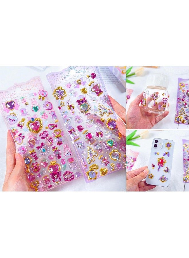 فنبلاست مجموعة ملصقات فن بلاست كاواي - مجموعة من ملصقين من أحجار الكريستال اللامعة للأطفال، ملصقات ثلاثية الأبعاد للبنات، ملصقات جمالية، ملصقات لطيفة، ملصقات كريستال للأطفال - تصميم عشوائي - Image 1