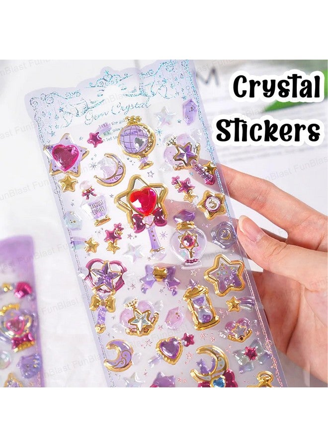 فنبلاست مجموعة ملصقات فن بلاست كاواي - مجموعة من ملصقين من أحجار الكريستال اللامعة للأطفال، ملصقات ثلاثية الأبعاد للبنات، ملصقات جمالية، ملصقات لطيفة، ملصقات كريستال للأطفال - تصميم عشوائي - Image 5