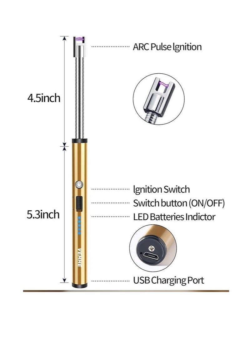 Electric Lighter: USB Type-C rechargeable electronic lighter with flameless plasma arc technology. Features a long design and smart LED battery display, perfect for camping, cooking, and home use red