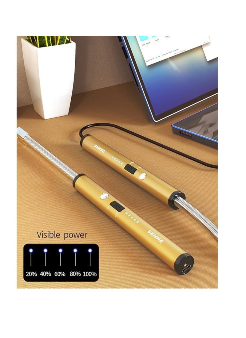 Electric Lighter: USB Type-C rechargeable electronic lighter with flameless plasma arc technology. Features a long design and smart LED battery display, perfect for camping, cooking, and home use red