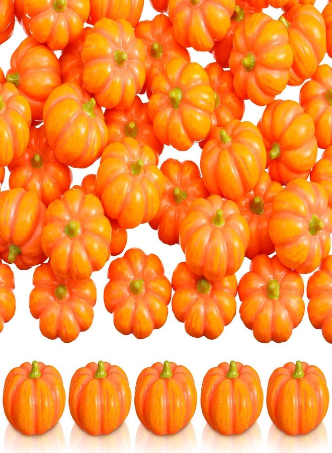 Poen 50 Pcs Thanksgiving Mini Resin Pumpkins Tiny Miniature Pumpkins for Crafts DIY Artificial Vase Bowl Filler Home Indoor Fall Thanksgiving Autumn Table Party Gifts Decorations - Image 1