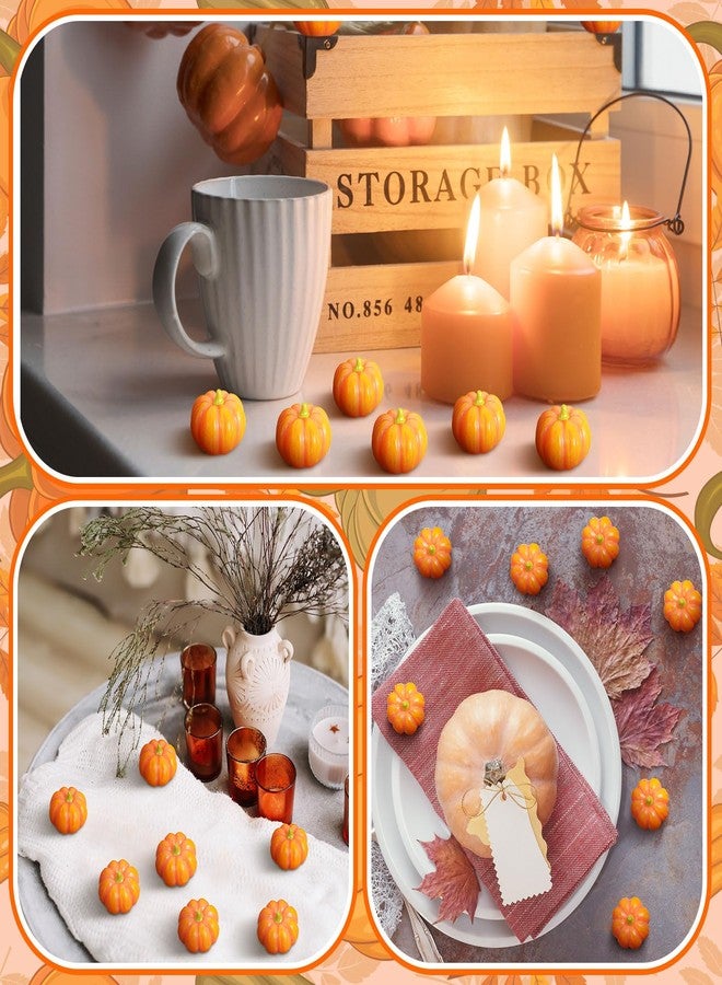 Poen 50 Pcs Thanksgiving Mini Resin Pumpkins Tiny Miniature Pumpkins for Crafts DIY Artificial Vase Bowl Filler Home Indoor Fall Thanksgiving Autumn Table Party Gifts Decorations - Image 4