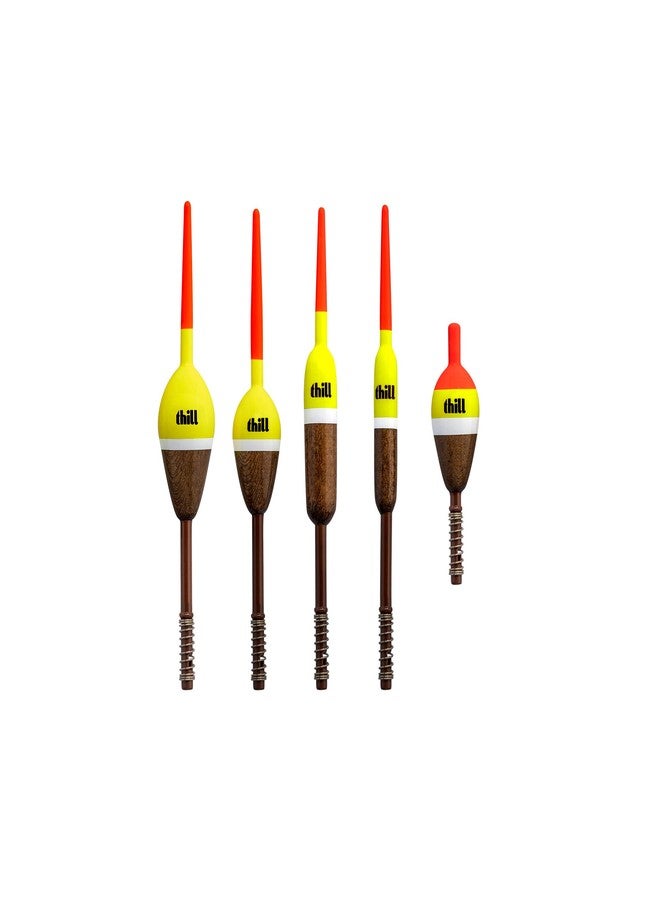 Thill America's Classic Float Fishing Bobber with Buoyant Balsa Wood Body, Fishing Gear and Accessories, Pack of 1, 5-Pack Assorted, Spring Float