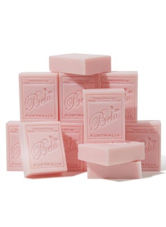 BELA BELA Rose Soap 3.3 OZ Pack of 12, French Triple Milled Bar Soap Rose and Petals with Organic Shea Butter, Hand, Face and Body Wash Bar Made in Australia 