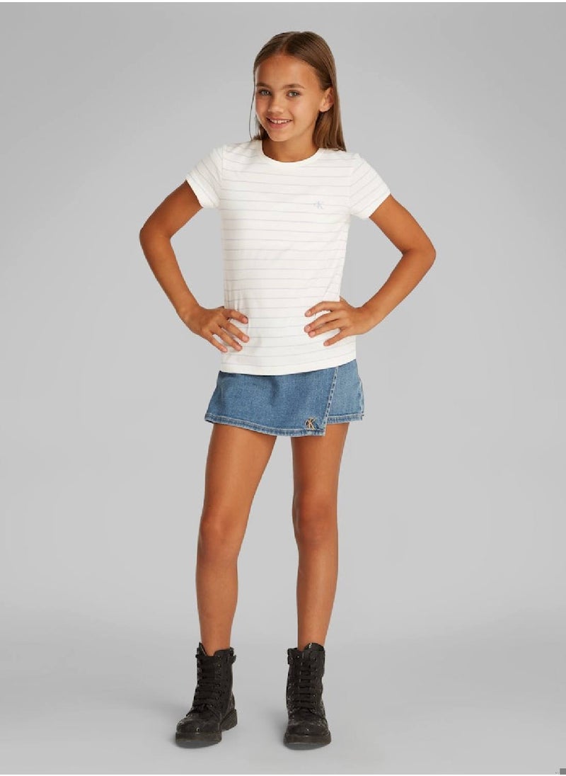 Calvin Klein Jeans Girls' 2 Pack Stripe Slim Fit T-Shirt - Cotton, Multicolor  - Image 5