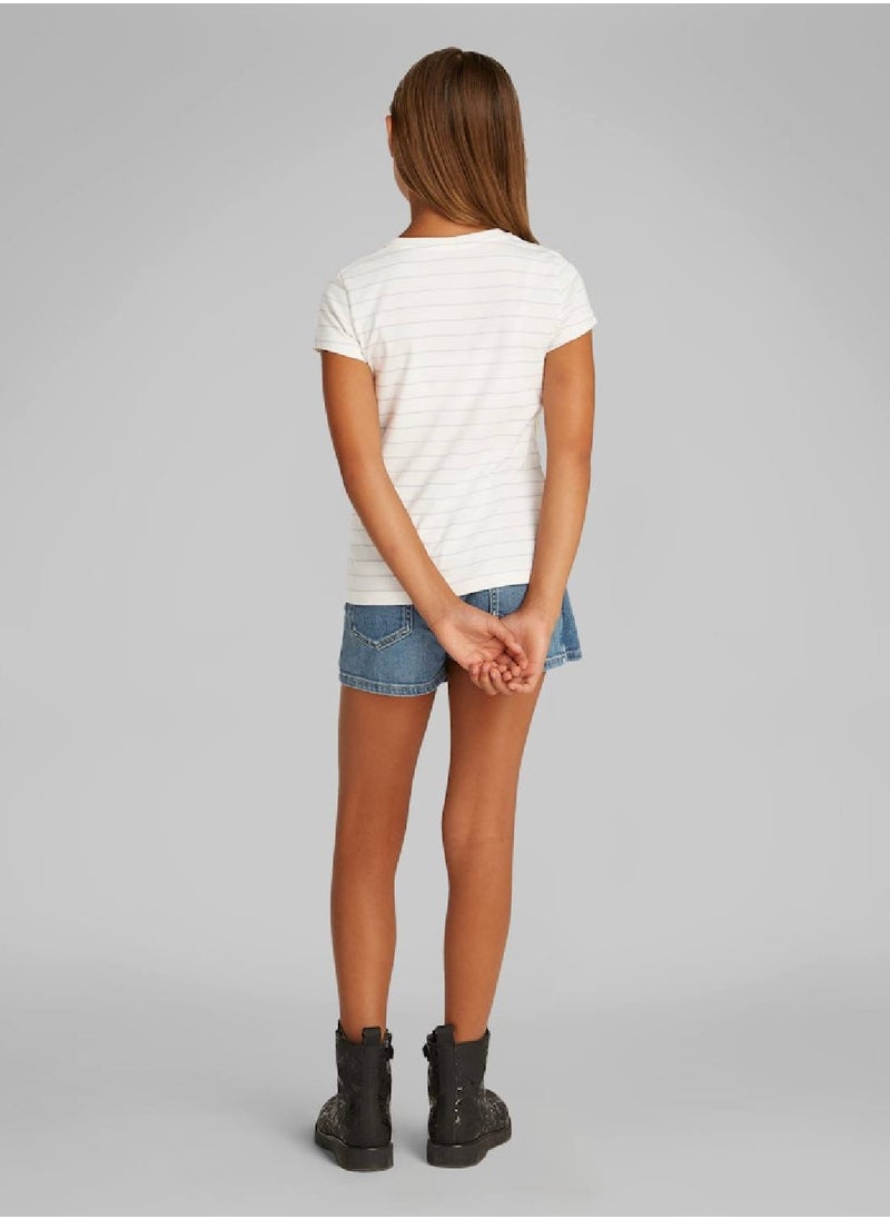 Calvin Klein Jeans Girls' 2 Pack Stripe Slim Fit T-Shirt - Cotton, Multicolor  - Image 2