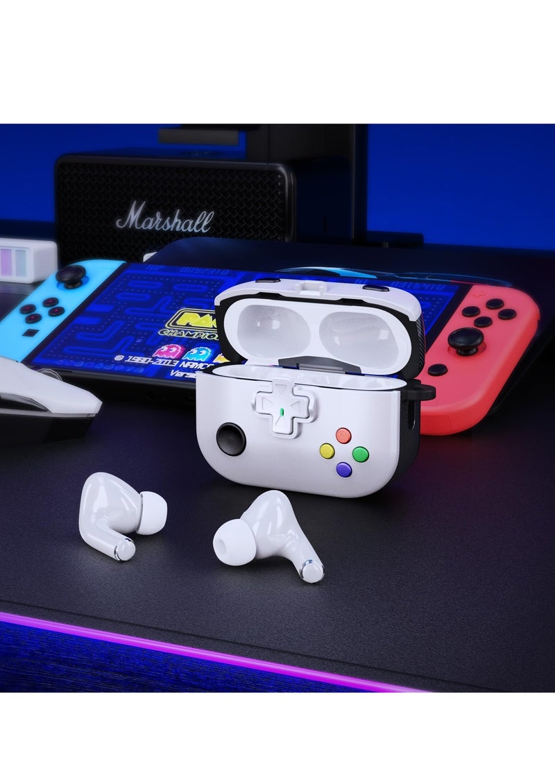 AirPods Pro 2nd Generation Case Cover Classic Game Player Design Supports Wireless Charging Portable Military Hard Shell Protective Cover for Apple AirPods Pro 2 or 1 Charging Case White