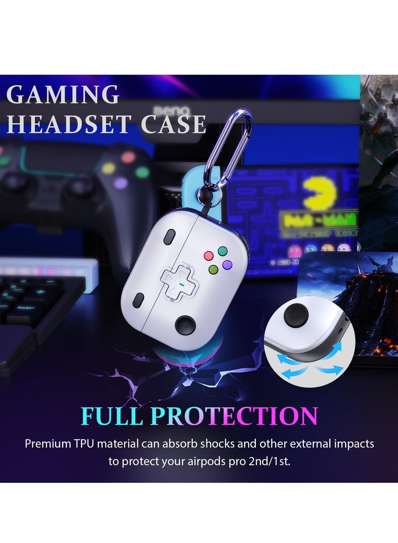 AirPods Pro 2nd Generation Case Cover Classic Game Player Design Supports Wireless Charging Portable Military Hard Shell Protective Cover for Apple AirPods Pro 2 or 1 Charging Case White