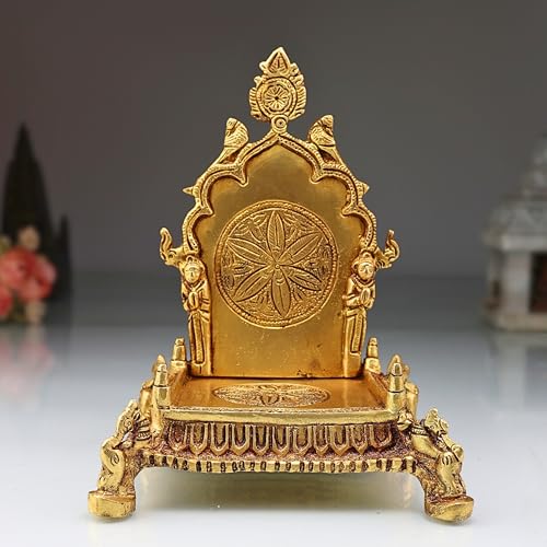 Bhunes Brass Shinghashan with Prabhavali Chowki Peetha with Prabhavali Peeta Peetalu Peetham Bajot for Temple Sinhasan Pooja Mandir Prabhaval Stand,Gold, 8 Inch, 1 Piece - Image 1