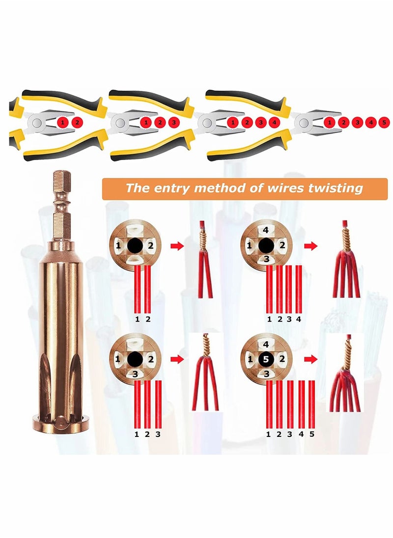 SYOSI - Wire Twisting Tools, Strippers and Stranders, 4 Square 3 Way/5 Way Automatic Strander Drill Tool Accessories for Stripping Cable (3 Pcs) - Image 1